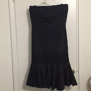 Vintage Banana Republic strapless black silk dress